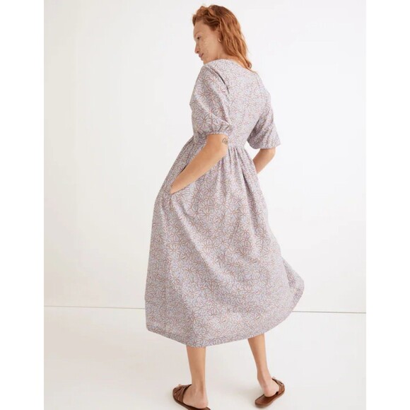 Madewell Marianna Dream-On Daisies Puff Sleeve Midi Dress in Pale Dawn sz XS/S - Picture 3 of 7